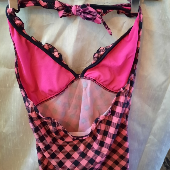 2 for $10 Tankini bright pink & black gingham - Picture 2 of 7